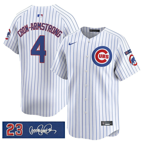 Chicago Cubs #4 Pete Crow-Armstrong White Pinstripe 'Ryne Sandberg Tribute' Vapor Limited V3 Stitched Jersey - Zenithce