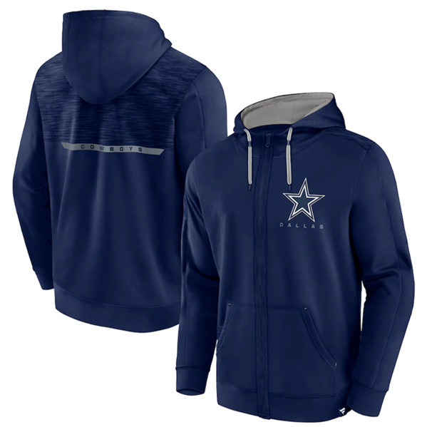 Dallas Cowboys Navy Defender Evo Full-Zip Hoodie - Zenithce