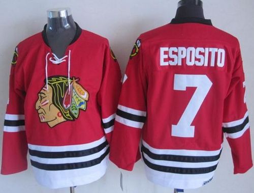 Blackhawks #7 Tony Esposito Red CCM Throwback Stitched Jersey - Zenithce