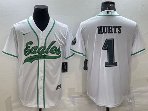 Philadelphia Eagles #1 Jalen Hurts White With Patch Cool Base Stitched Jersey - Zenithce