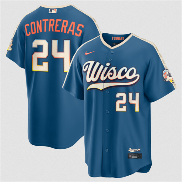Milwaukee Brewers #24 William Contreras Mineral Blue 2026 City Connect Stadium Stitched Stitched Jersey - Zenithce