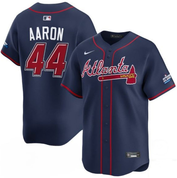Atlanta Braves #44 Hank Aaron Navy 2025 Speedway Classic Alternate Limited Stitched Jersey - Zenithce