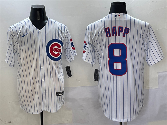 Chicago Cubs #8 Ian Happ White Cool Base Stitched Jersey - Zenithce