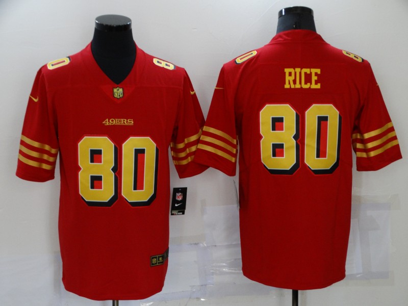 San Francisco 49ers #80 Jerry Rice Red Gold Vapor Untouchable Limited Stitched Jersey - Zenithce