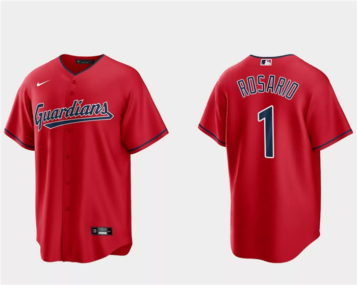 Cleveland Guardians #1 Amed Rosario Red Cool Base Stitched Jersey - Zenithce