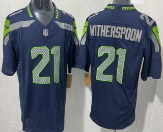 Seattle Seahawks #21 Devon Witherspoon Limited Navy FUSE Vapor Jersey - Zenithce