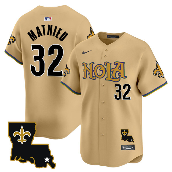New Orleans Saints #32 Tyrann Mathieu Gold Cool Base Stitched Jersey - Zenithce