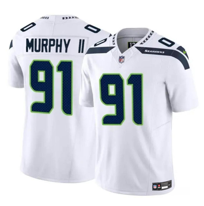 Seattle Seahawks #91 Byron Murphy II White 2024 Draft F.U.S.E Vapor Limited Stitched Jersey - Zenithce