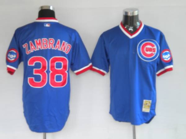 Mitchell And Ness Cubs #38 Carlos Zambrano Stitched Blue Throwback Jersey - Zenithce
