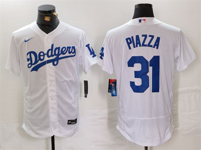 Los Angeles Dodgers #31 Mike Piazza White Flex Base Stitched Jersey - Zenithce