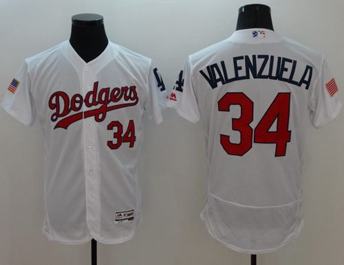 Dodgers #34 Fernando Valenzuela White Fashion Stars Stripes Flexbase Authentic Stitched Jersey - Zenithce