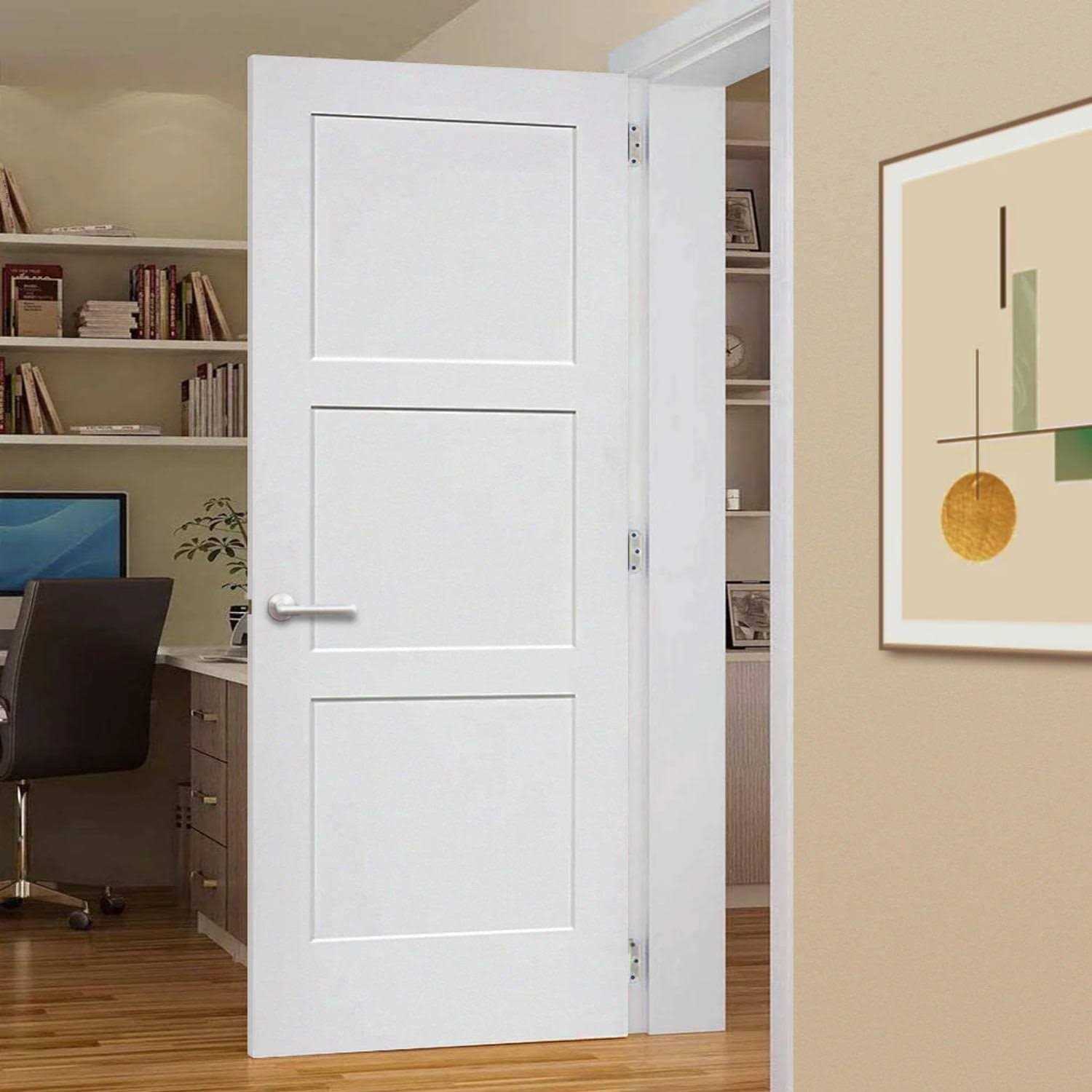 Kimberly Bay 80 in. White 3-Panel Shaker Solid Wood Interior Door Slab - Zenithce