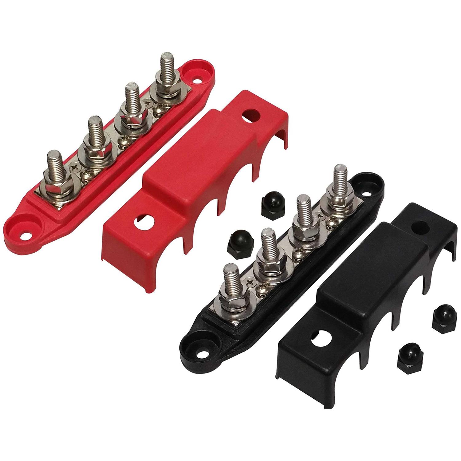 Red 4 Stud Power Distribution Block -busbar - Zenithce