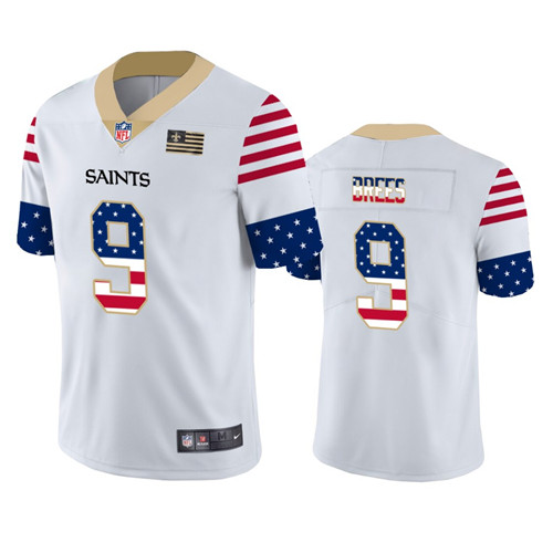 New Orleans Saints #9 Drew Brees White 2019 USA Flag Fashion Limited Stitched Jersey - Zenithce