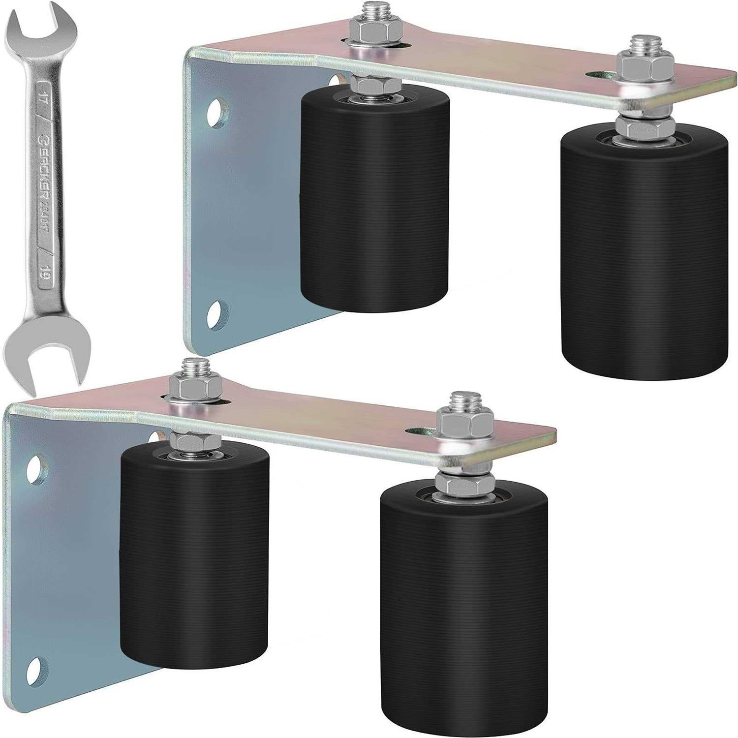 VEVOR Gate Roller Guide Sliding Gate Black Nylon Roller Coloring Zinc Painted Sliding Gate Guide With L-Shape Bracket and Adjustable Bolts Slide - Zenithce