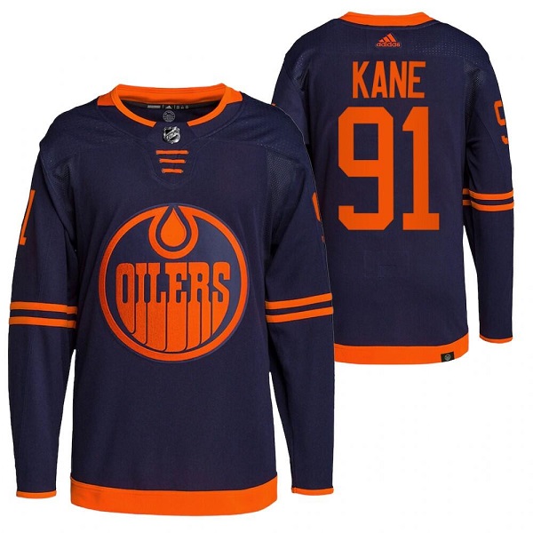 Edmonton Oilers #91 Evander Kane Navy Stitched Jersey - Zenithce