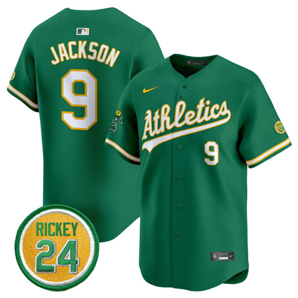 Oakland Athletics #9 Reggie Jackson Green 2024 Limited With Rickey Henderson Patch Stitched Jersey - Zenithce