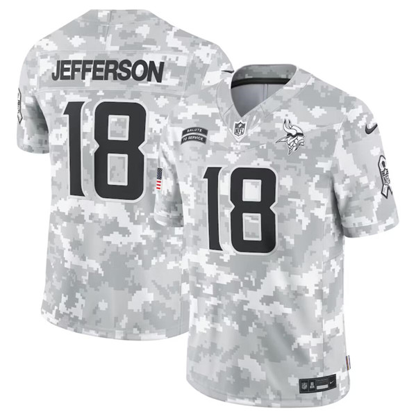 Minnesota Vikings #18 Justin Jefferson Arctic Camo 2024 F.U.S.E. Salute To Service Limited Stitched Jersey - Zenithce