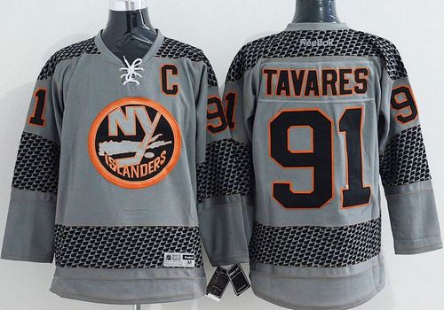 Islanders #91 John Tavares Charcoal Cross Check Fashion Stitched Jersey - Zenithce