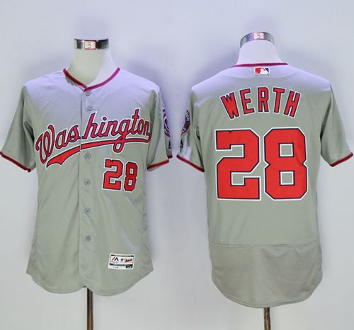 Nationals #28 Jayson Werth Grey Flexbase Authentic Collection Stitched Jersey - Zenithce