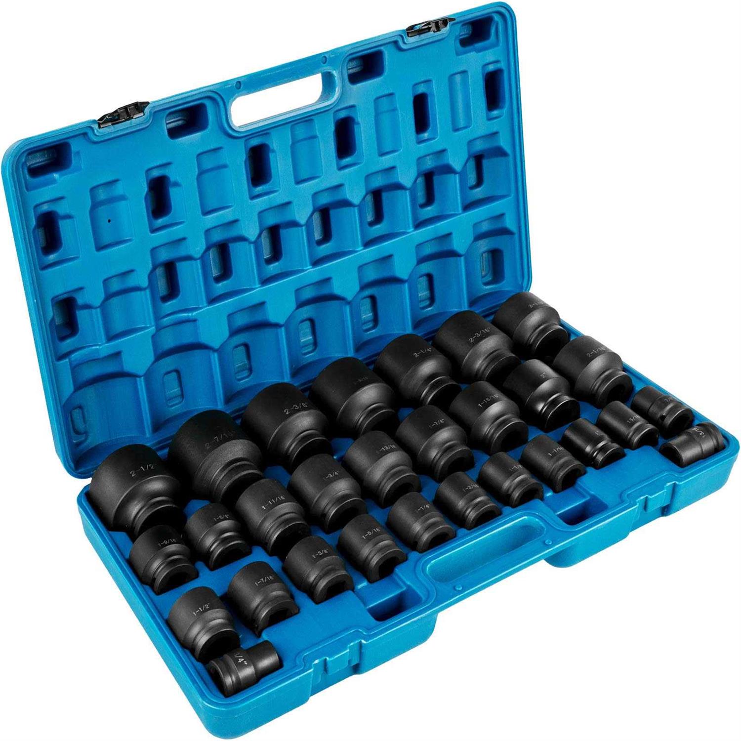 VEVOR Impact Socket Set 3/4 Inches 29 Piece Impact Sockets 6-Point Sockets - Zenithce