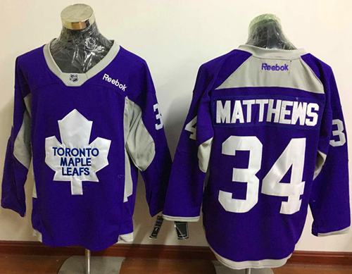 Maple Leafs #34 Auston Matthews Purple Practice Stitched Jersey - Zenithce