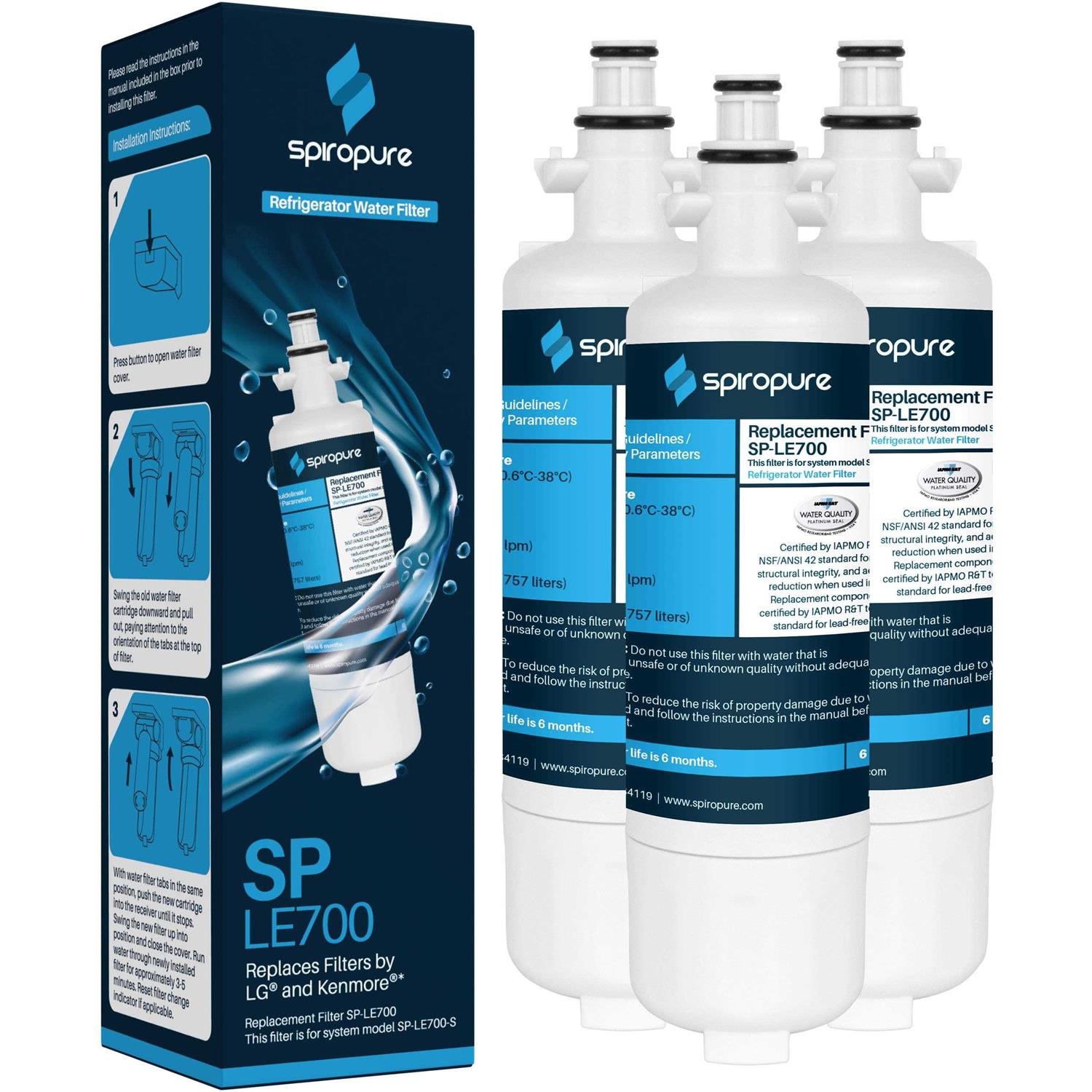 Spiropure SP-LE700 NSF Certified Refrigerator Water Filter Replacement for Lt700p - Zenithce