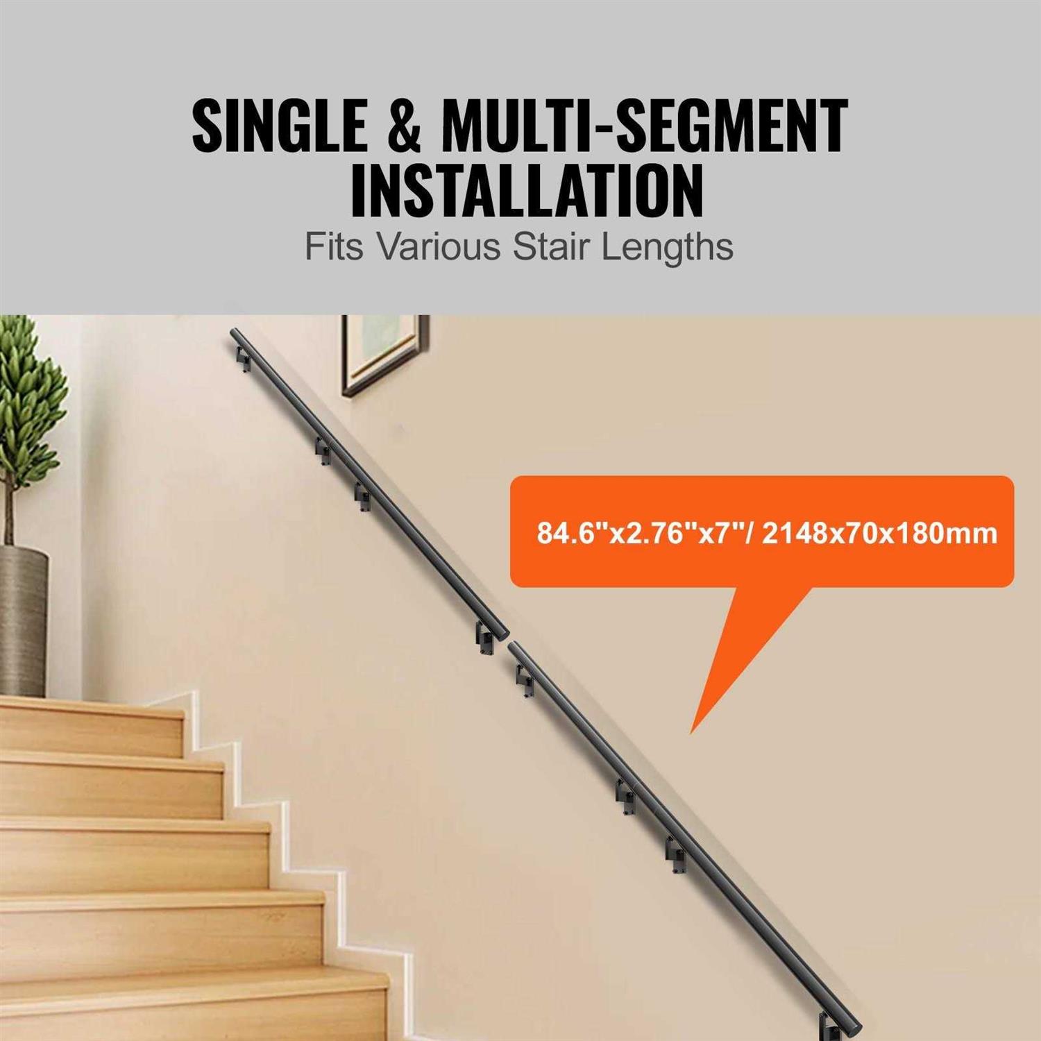 VEVOR Handrail Picket Fits Steps Black Iron LTFS - Zenithce