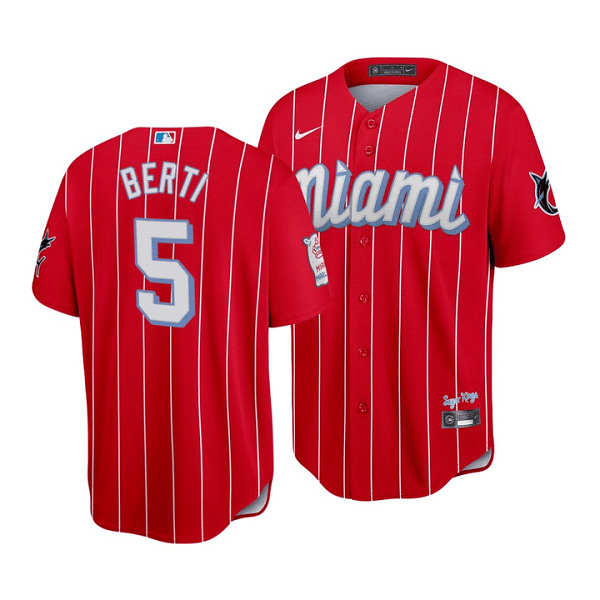 Miami Marlins #5 Jon Berti 2021 Red City Connect Cool Base Stitched Jersey - Zenithce
