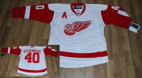 Red Wings #40 Henrik Zetterberg Stitched White Jersey - Zenithce