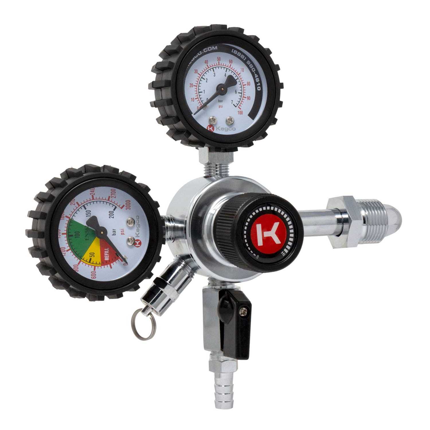 Kegco Commercial Grade Four Gauge Secondary Regulator - Zenithce