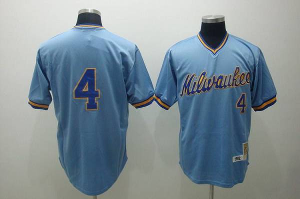 Mitchell And Ness Brewers #4 Paul Molitor Stitched Blue Throwback Jersey - Zenithce