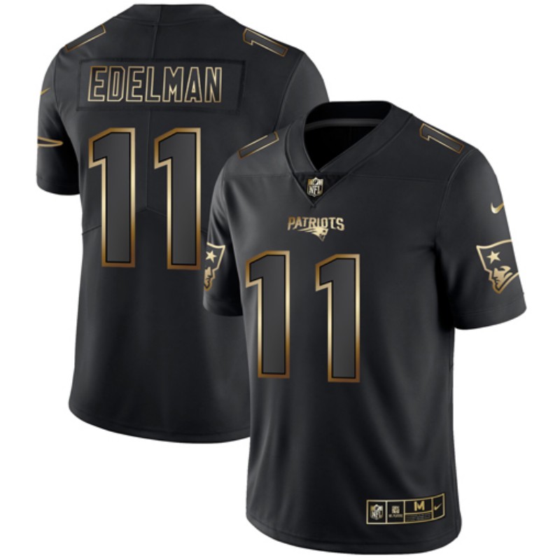 New England Patriots #11 Julian Edelman 2019 Black Gold Edition Stitched Jersey - Zenithce