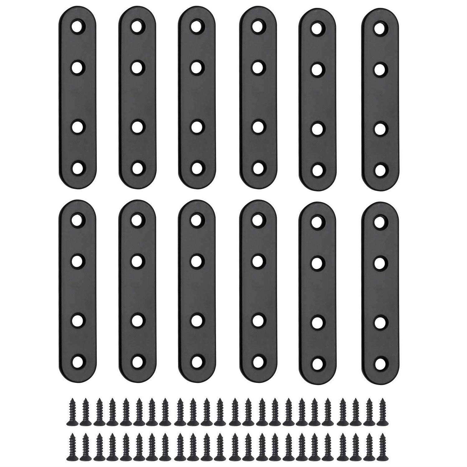 Jiozermi 12 Pcs Straight Brace Flat Brace 0.69” Stainless Steel Straight Bracket - Zenithce