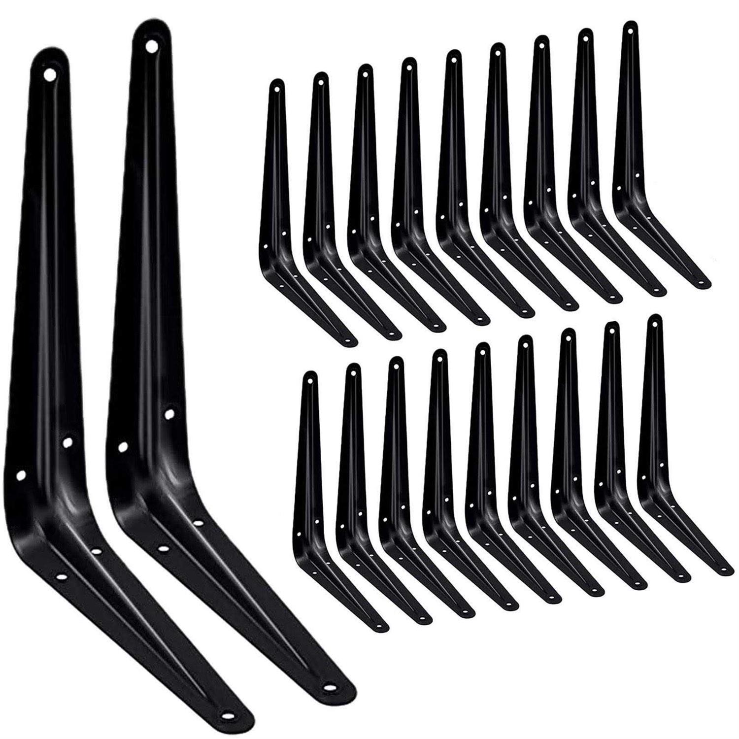 Janyang 20 Pack Shelf Brackets Heavy Duty Black Metal Floating Shelf Bracket - Zenithce