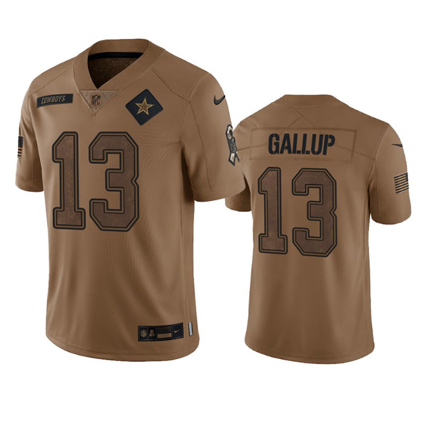 Dallas Cowboys #13 Michael Gallup 2023 Brown Salute To Service Limited Stitched Jersey - Zenithce