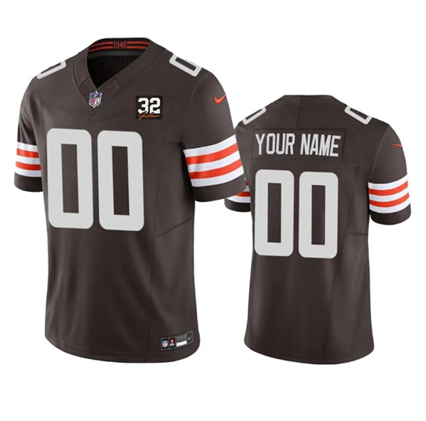 Cleveland Browns Custom Brown 2023 F.U.S.E. With Jim Brown Memorial Patch Vapor Untouchable Limited Stitched Jersey - Zenithce