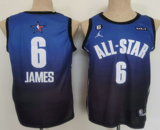 Los Angeles Lakers #6 LeBron James Navy Blue 2022 All Star 6 Patch Icon Sponsor Swingman Jersey - Zenithce