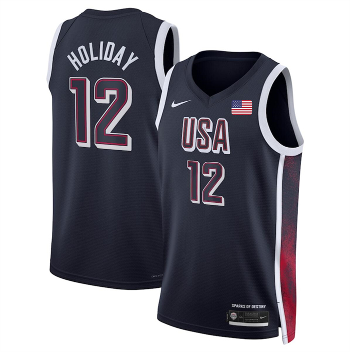 USA #12 Jrue Holiday Navy 2024 Swingman Stitched Jersey - Zenithce