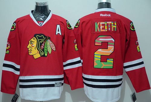 Blackhawks #2 Duncan Keith Red Team Logo On No. Stitched Jersey - Zenithce