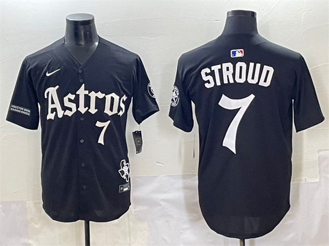 Houston Astros #7 C.J. Stroud Black Gothic 'Houston Born Barrio Raised' Limited Stitched Jersey - Zenithce