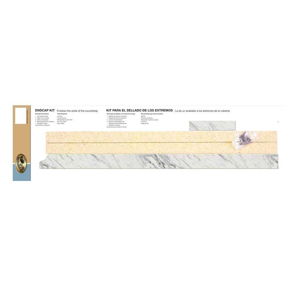 Hampton Bay Laminate Endcap Kit for Countertop with Integrated Backsplash in White Ice Granite Etchings Damaged Box - Zenithce