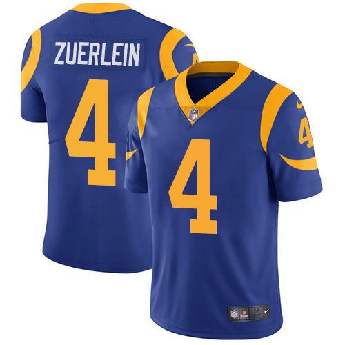 Los Angeles Rams #4 Greg Zuerlein Royal Blue Vapor Untouchable Limited Stitched Jersey - Zenithce