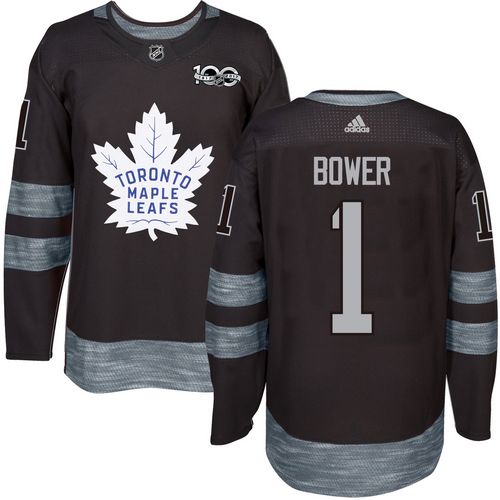 Maple Leafs #1 Johnny Bower Black 1917-2017 100th Anniversary Stitched Jersey - Zenithce