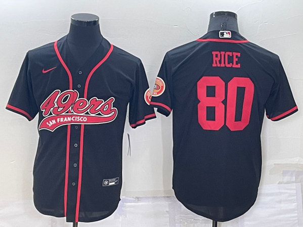 San Francisco 49ers #80 Jerry Rice Black Cool Base Stitched Baseball Jersey - Zenithce