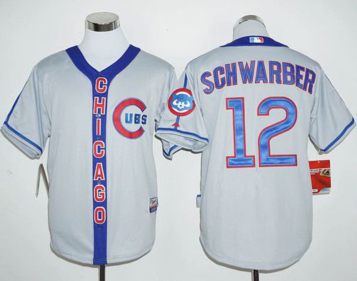 Cubs #12 Kyle Schwarber Grey Cooperstown Stitched Jersey - Zenithce