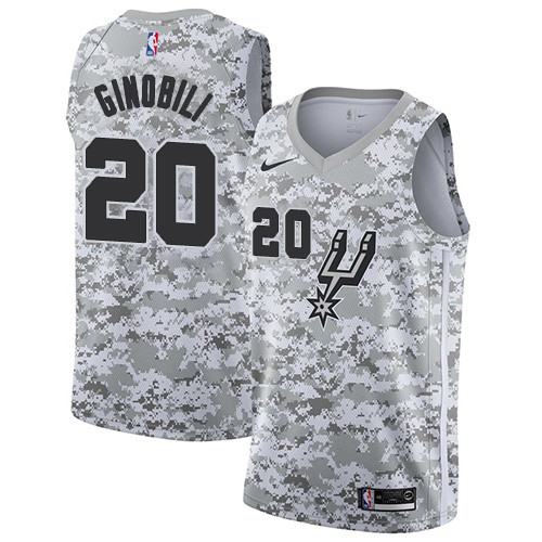 San Antonio Spurs #20 Manu Ginobili White Camo Swingman Earned Edition Jersey - Zenithce