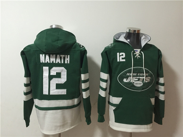 New York Jets #12 Joe Namath Green Ageless Must-Have Lace-Up Pullover Hoodie - Zenithce