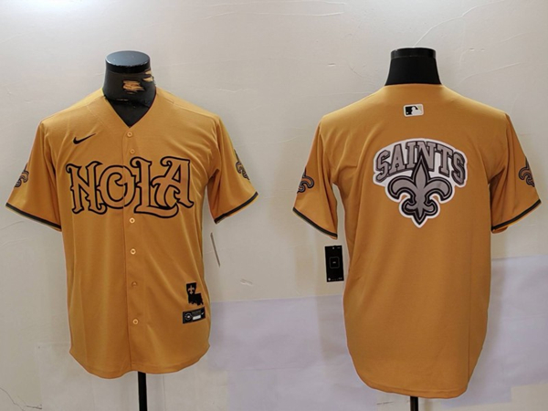 New Orleans Saints Team Big Logo Gold Cool Base Stitched Jersey - Zenithce