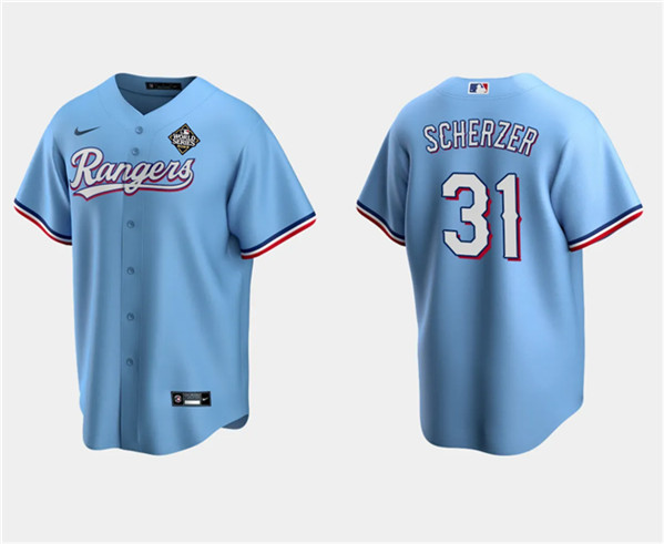 Texas Rangers #31 Max Scherzer Blue 2023 World Series Stitched Jersey - Zenithce